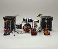 Miniature Drum Kit Black Rock Band Fire 3Guitars Mic Amplifier Display 1/12 Gift picture