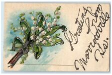 c1910's Greetings From Morrowville Kansas KS Flowers Glitter Embossed Postcard picture
