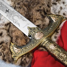 Knights Templar Medieval King Arthur Historical Sword with Wall Plaque picture
