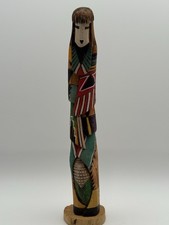 Vintage 11” Native American Wood Carving Corn Maiden Katsina Signed W Charity picture