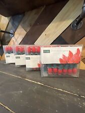 VTG C9 Christmas Lights Lot(4) 25 Red Ceramic Outdoor Green Cord 25’ picture