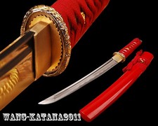 All Red Self-defense Tanto T1095 Japanese Short Swords Handmade Fulltang Knife picture