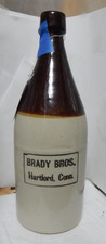 antique quart stoneware Beer bottle-Brady Bros. Hartfford, Conn 2 color 11