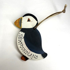 Newfoundland Hand Painted Wooden Puffin Ornament 3.5