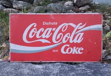 Vintage 1960s Disfruta Coca-Cola Double-Sided Metal Flange Sign 11.5