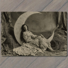 POSTCARD Victorian Woman Crescent Moon Night Dreamlike Portrait picture