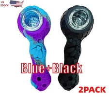 2pcs Smoking Pipe Glass Silicone 4.3