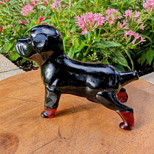Black Function Art Glass Dog Tobacco Pipe High Gloss  Finish w/ Amber Paws picture