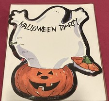 Vintage 90s NOS NEW Mara-mi HALLOWEEN DIE CUT Invitation Ghost & Pumpkin Card picture