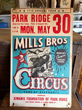 Vintage Original Mills Bros Circus 27th Tour Poster Park Ridge Mon. May 30 1966 picture