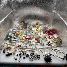 Vintage Junk Drawer Lot Jewelry Buttons Earrings Etc Lot 13 picture