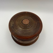 Vintage Turned Wood Trinket Box / Minimalist Wooden Lidded Box Rustic Decor picture