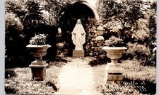 ST ALEXANDER'S GROTTO villa park il 1949s postcard illinois real photo rppc picture