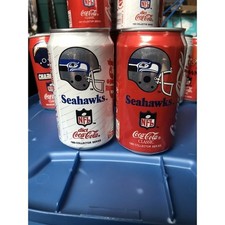 2 - 1993 Seattle Seahawks COCA COLA & DIET COKE CANS BOTTOM DRAINED Vintage picture