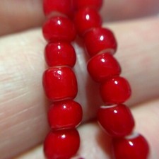 4mm Vintage Red Venetian White Heart Trade Beads, Approx. 100 Beads per Strand picture