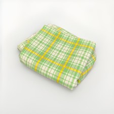 VTG 1970s Polyester Double Knit Lime Green Plaid Fabric Deadstock 2 Yds Textured picture