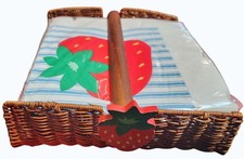 Vintage Avon Wicker Napkin Holder With Strawberry-Themed 3-Ply Napkins w Box picture