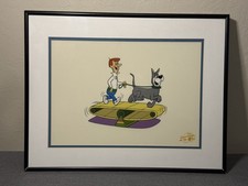 The Jetsons Hanna Barbera George With Astro Animated Serigraph Cel Framed 1980s picture