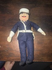 Vintage 8” Policeman Police Officer Cloth Doll Felt Uniform Baton Holster Unmark picture