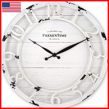 Presentime Co 13 Farmhouse Series Wall Clock Quartz Movement Shiplap Style picture