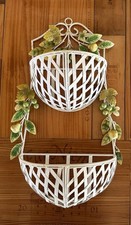 Vintage RARE Italian Tole Metal 2 Tier Fruit & Leaves Garden Wall Planter picture