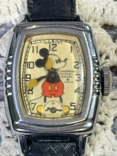 VTG 1930s Ingersoll Mickey Mouse Watch Wind Up Walt Disney Productions 5 Notch picture