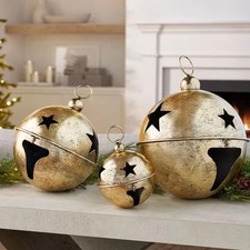 Member's Mark Jingle Bell Décor, Gold Set of 3 picture