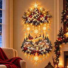 Creative And Versatile Glowing Christmas Tree And Village Wall Hanging picture