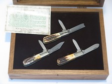 Vtg 1982 Case XX 52009 1/2 Limited Barlow Stag Handle Folding Pocket Knife Set picture
