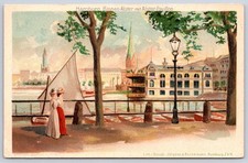Antique Germany Postcard HAMBURG BinnenAlster AlsterPavillon 1905 picture