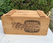 ANTIQUE Genesee 12 HORSE Ale Wooden Hinged Box Crate Carrier Rochester NY USA picture