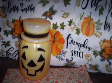 Vintage Blow Mold Jack OLantern PumpkinCylinder Shape Wearing Top Hat Halloween picture