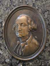 Antique 19th-Century George Washington Solid Bronze Plaque Hallmark S in Rhombus picture