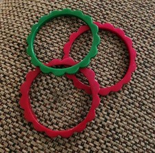 Vintage Stack Of 3 Geometric Bakelite Bracelets Red And Green picture