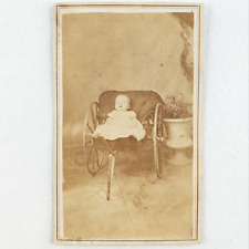 Baby Riding Trailer Pram CDV c1870 Anna Illinois Child Antique Photo Card A1649 picture