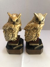 ANTIQUE MARION BRONZE WISE SCHOOL BOOK ART STATUE SCULPTURE NIGHT OWL BOOKENDS picture