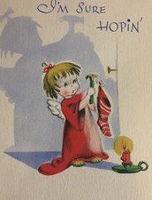 Gibson Vintage Christmas Card Cindy Loo Who Character Cards Angel Child Single picture