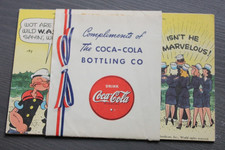 Vintage 1942 WWII Coca Cola Popeye Comic Postcard Set of 4 with Original Sleeve picture