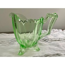 Vintage Jefferson Glass Chippendale Uranium Vaseline Creamer picture