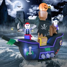 7FT Halloween Inflatable Pirate Ship Skeleton Holiday Decoration with LED Lights picture