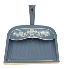 Vtg J V Reed Metal Dust Pan Light Blue & White Flowers Louisville KY Kmart USA picture