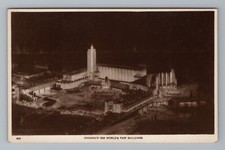 1933 Chicago's World Fair Buildings at Night Aerial  Vtg Postcard picture