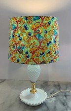Vintage Hobnail Milk Glass Table Lamp With Handcrafted Tula Pink Squirrel Shade picture