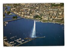 Geneva Fountain Lake Aerial View Vintage Chrome Postcard picture