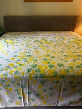 NOS Vintage 1970s Pratesi Popy KING Flat Sheet Yellow Floral Deadstock Italy picture