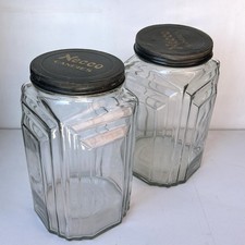 Two Art Deco Necco Candy Jars With Lids - 10” Tall picture