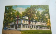 VINTAGE LINEN POSTCAR LAKE BRANTINGHAM HOTEL ADIRONDACK MTS. picture