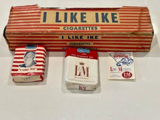 2156A-Rare 1952 I Like Ike Eisenhower Presidential Empty Cigarette Box & 2 Packs picture