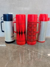Vintage MCM Aladdin Thermos Lot Of 4 Red & Black Diamond Pattern 32oz complete picture