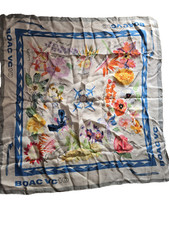 Vintage BOAC VC10 Airline Souvenir Silk Scarf – Floral Travel Theme – England picture